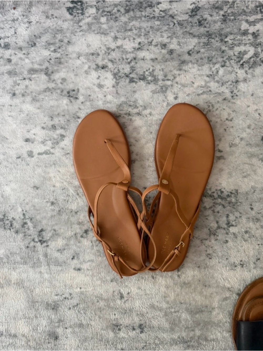 Cole Haan Brown T-Strap Leather Sandals